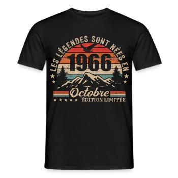 Octobre 1966 Cadeau Anniversaire 1966 October 1966 - T-shirt homme - noir - Devant - AI Model Male 178 light (178cm)