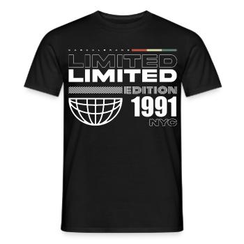 Cadeau d’anniversaire 1991 - Millésime 1991, 34e anniversaire - T-shirt homme - noir - Devant - AI Model Male 178 light (178cm)