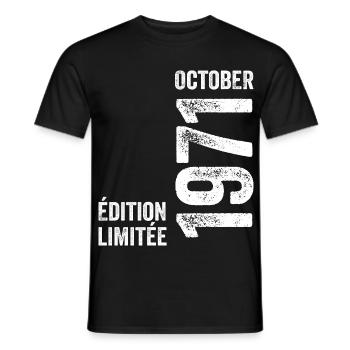 Légendes Octobre 1971 Millésime Octobre 1971 Rétro - T-shirt homme - noir - Devant - AI Model Male 178 light (178cm)