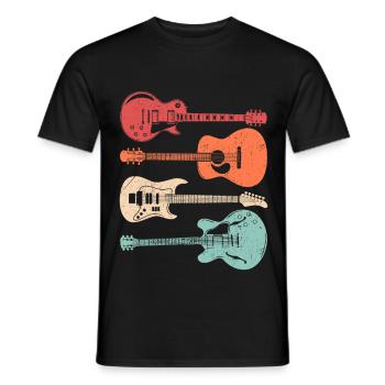 Cool Guitar Players Retro Style Acoustic Guitarist - Men's T-Shirt - black - Front - AI Model Male 178 light (178cm)