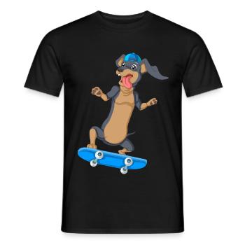 Dackel Skateboarding T-Shirt - Männer T-Shirt - Schwarz - Vorne - AI Model Male 178 light (178cm)