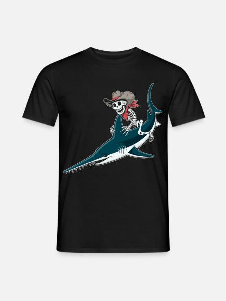 Knochencowboy auf Sägefisch-Abenteuer Sägerochen - Männer T-Shirt - Schwarz