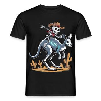 Cowboy squelette cavalier sur kangourou - T-shirt homme - noir - Devant - AI Model Male 178 light (178cm)