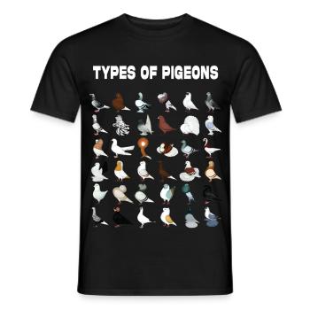 Types de pigeons Pigeons du monde Pigeons - T-shirt homme - noir - Devant - AI Model Male 178 light (178cm)