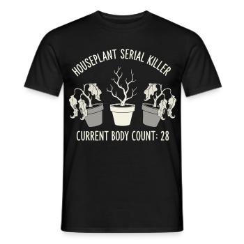 Houseplant serial killer with dark humor - Men's T-Shirt - black - Front - AI Model Male 178 light (178cm)