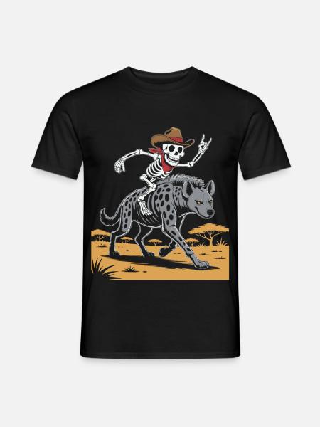 Skelett auf Hyäne im Wildwest-Stil - Männer T-Shirt - Schwarz