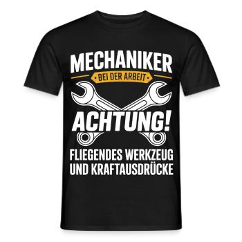 Mechanic workshop cursing funny - Men's T-Shirt - black - Front - AI Model Male 178 light (178cm)