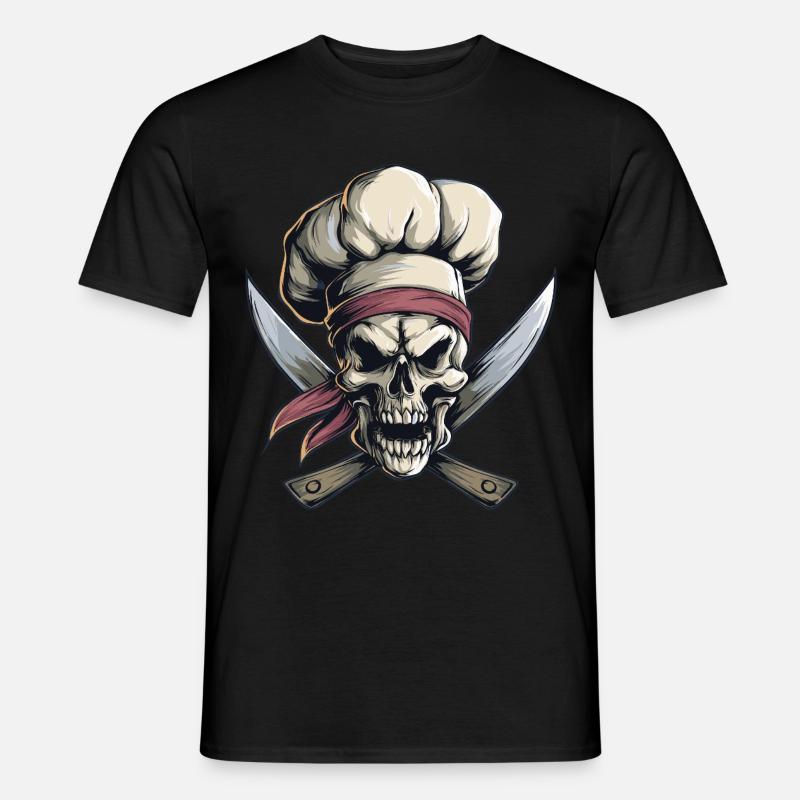Teschio con cappello da cuoco - T-shirt uomo - nero