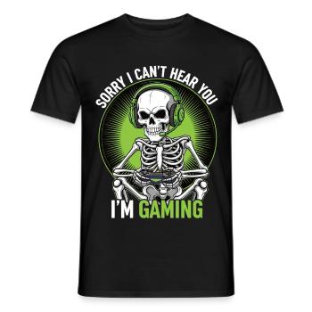 Imprimé squelette gaming humoristique - T-shirt homme - noir - Devant - AI Model Male 178 light (178cm)