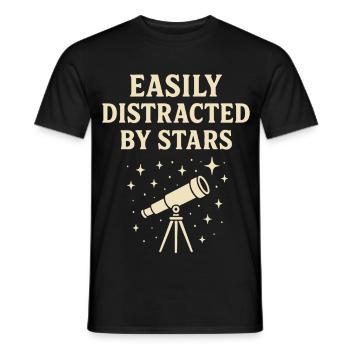 Lustige Astronomie, die sich leicht von Sternen ablenken lässt - Männer T-Shirt - Schwarz - Vorne - AI Model Male 178 light (178cm)