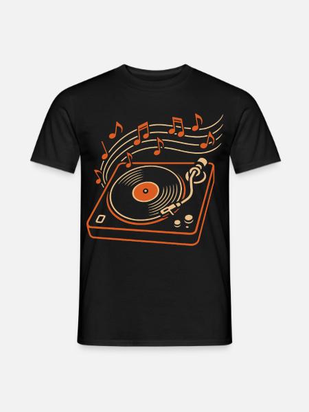 Vinyl-Plattenspieler für Musikliebhaber - Männer T-Shirt - Schwarz