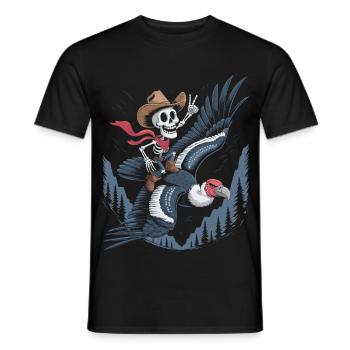 Skelett reitet Geier - Männer T-Shirt - Schwarz - Vorne - AI Model Male 178 light (178cm)