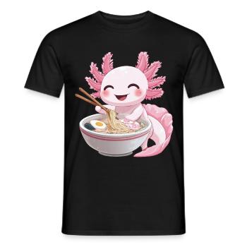 Kawaii Anime Axolotl Ramen Nudeln - Männer T-Shirt - Schwarz - Vorne - AI Model Male 178 light (178cm)