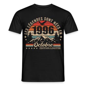 October 1996 Birthday Gift 1996 October 1996 - Men's T-Shirt - black - Front - AI Model Male 178 light (178cm)