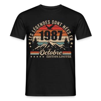 October 1987 Birthday Gift 1987 October 1987 - Men's T-Shirt - black - Front - AI Model Male 178 light (178cm)