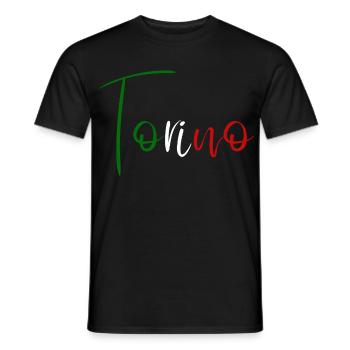 Amo Torino, design minimaliste élégant - T-shirt homme - noir - Devant - AI Model Male 178 light (178cm)
