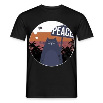 Katze Vintage Design Geschenk - Männer T-Shirt - Schwarz - Vorne - AI Model Male 178 light (178cm)