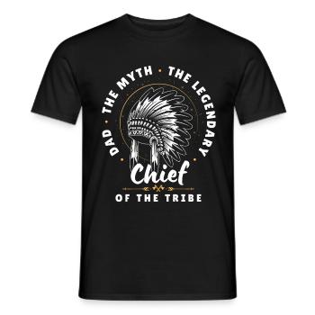 Conception de la coiffe du père chef de la tribu - T-shirt homme - noir - Devant - AI Model Male 178 light (178cm)