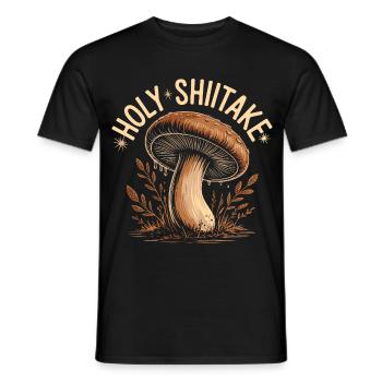 Holy Shiitake Pilz - Lustiger Spruch - Männer T-Shirt - Schwarz - Vorne - AI Model Male 178 light (178cm)
