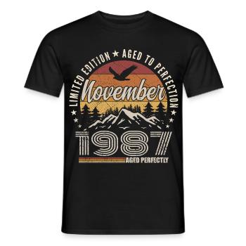 Legenden November 1987 Jahrgang November 1987 - Männer T-Shirt - Schwarz - Vorne - AI Model Male 178 light (178cm)