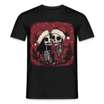 Zombie couple celebrating Christmas - Men's T-Shirt - black - Front - AI Model Male 178 light (178cm)