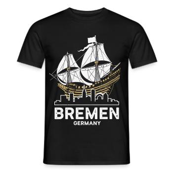 Historische Bremer Hansekogge & Skyline - Männer T-Shirt - Schwarz - Vorne - AI Model Male 178 light (178cm)
