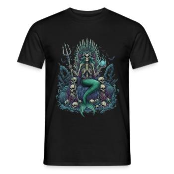 Skeleton Mermaid with Skulls - Men's T-Shirt - black - Front - AI Model Male 178 light (178cm)