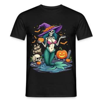 Sorcière Sirène avec des éléments d’Halloween - T-shirt homme - noir - Devant - AI Model Male 178 light (178cm)