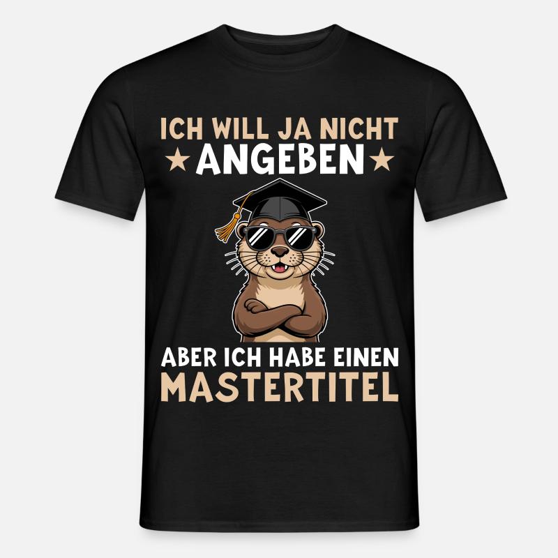 Masterabschluss - Otter mit Mastertitel - Männer T-Shirt - Schwarz