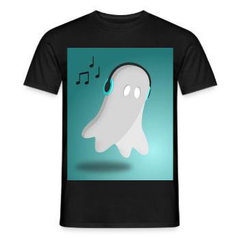 Ghost with headphones - Men's T-Shirt - black - Front - AI Model Male 178 light (178cm)