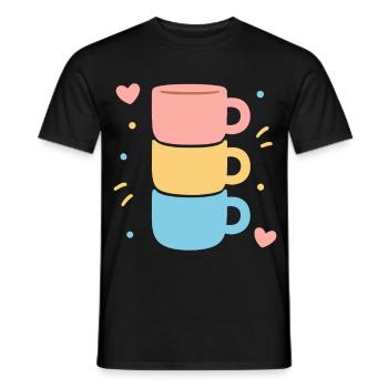Süße Kaffeetasse Stack Pastel Hearts Love - Männer T-Shirt - Schwarz - Vorne - AI Model Male 178 light (178cm)