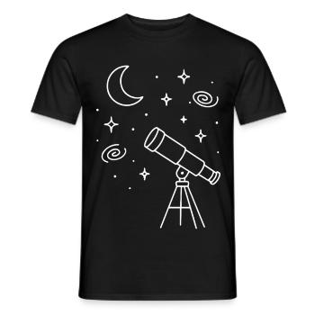 Space Astronomy Telescope Moon Stars Universe - Men's T-Shirt - black - Front - AI Model Male 178 light (178cm)