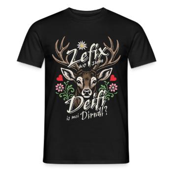 Zefix wo zum Deifi is mei Dirndl ? Costume traditionnel et divertissement - T-shirt homme - noir - Devant - AI Model Male 178 light (178cm)