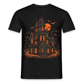 Spukhaus Fledermäuse Halloween Vollmond - Männer T-Shirt - Schwarz - Vorne - AI Model Male 178 light (178cm)