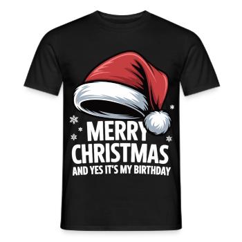 Christmas T-shirt for birthday children - Men's T-Shirt - black - Front - AI Model Male 178 light (178cm)