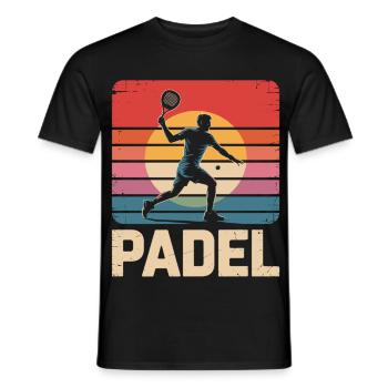Retro Padel T-Shirt für Spieler & Fans - Männer T-Shirt - Schwarz - Vorne - AI Model Male 178 light (178cm)
