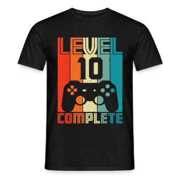 10. Geburtstag Gamer – 10 Jahre Level 10 Complete - Männer T-Shirt - Schwarz - Vorne - AI Model Male 178 light (178cm)