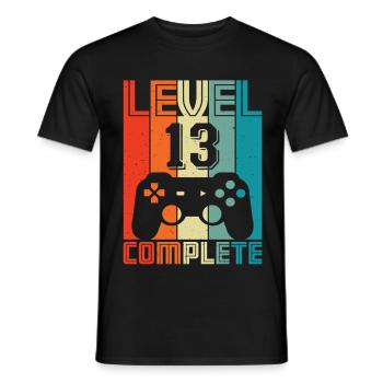 13th Birthday Gamer – 13 Years Level 13 Complete - Men's T-Shirt - black - Front - AI Model Male 178 light (178cm)