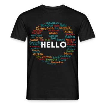 Beginnen Sie mit Positiv Hallo Verschiedene Weltsprache - Männer T-Shirt - Schwarz - Vorne - AI Model Male 178 light (178cm)