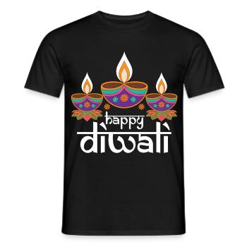 Happy Diwali Festival of Lights - Men's T-Shirt - black - Front - AI Model Male 178 light (178cm)