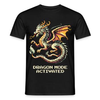 Dragon Mode Enabled | Fantasy RPG Pixel Art - Men's T-Shirt - black - Front - AI Model Male 178 light (178cm)