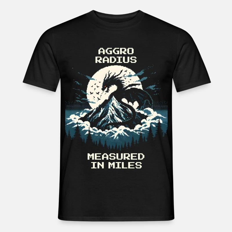Aggro-Radius | Retro Drache Pixel Art - Männer T-Shirt - Schwarz