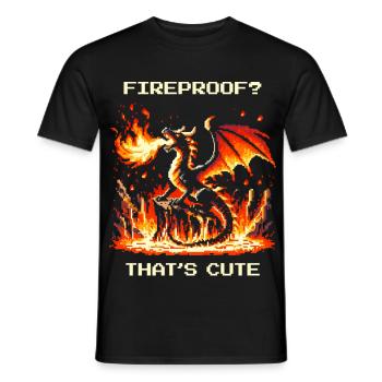 Fireproof? Cute. | Fantasy Dragon Pixel Art - Men's T-Shirt - black - Front - AI Model Male 178 light (178cm)