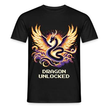 Drache freigeschaltet | Fantasy RPG Pixel Art - Männer T-Shirt - Schwarz - Vorne - AI Model Male 178 light (178cm)