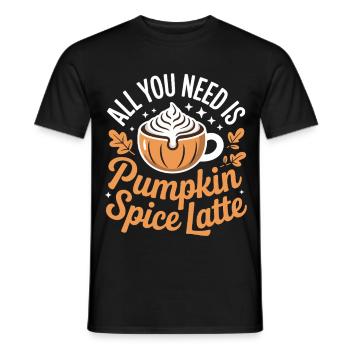 Pumpkin Autumn Pumpkin Spice Latte - Men's T-Shirt - black - Front - AI Model Male 178 light (178cm)
