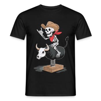 Cow-boy squelette sur la mécanique du taureau - T-shirt homme - noir - Devant - AI Model Male 178 light (178cm)