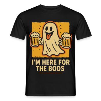 Ich bin hier für die Buhrufe Lustiger Halloween-Spruch - Männer T-Shirt - Schwarz - Vorne - AI Model Male 178 light (178cm)