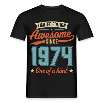 Génial depuis 1974 - T-shirt homme - noir - Devant - AI Model Male 178 light (178cm)