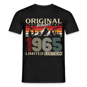 60. Geburtstag Original Oktober Jahrgang 1965 - Männer T-Shirt - Schwarz - Vorne - AI Model Male 178 light (178cm)