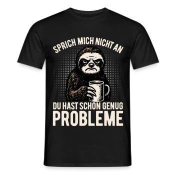 Don't talk to me - sloth with coffee - Men's T-Shirt - black - Front - AI Model Male 178 light (178cm)